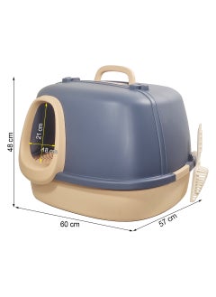 NNC PETS Cat toilet, Cat Litter Box With Cat Scoop, Large Indoor Cats Toilet, Tunnel design, Easy Clean & Deodorant Filter, Portable Cat Litter with Pedal Design (Navy-Blue)  - Image 2