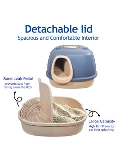 NNC PETS Cat toilet, Cat Litter Box With Cat Scoop, Large Indoor Cats Toilet, Tunnel design, Easy Clean & Deodorant Filter, Portable Cat Litter with Pedal Design (Navy-Blue)  - Image 4