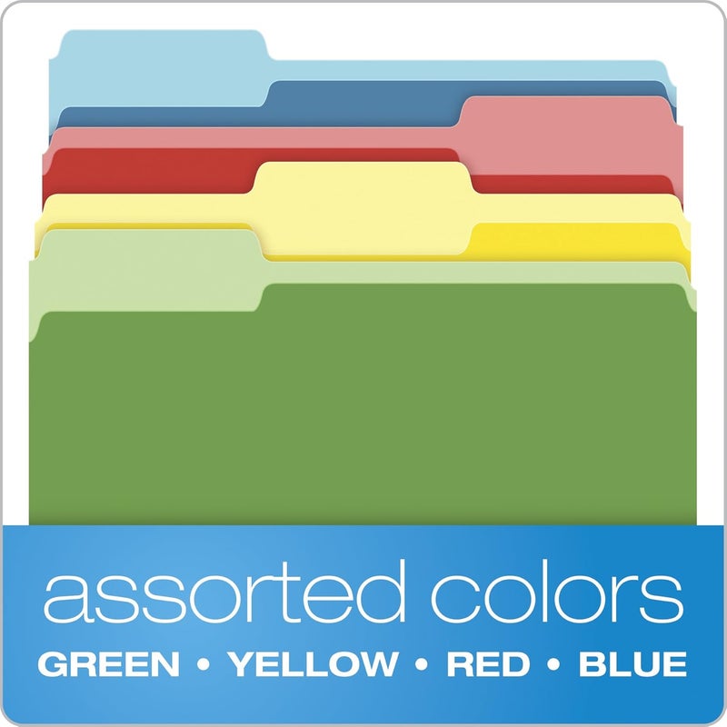 Pendaflex Two-Tone Color File Folders, Letter Size, Assorted Colors (Bright Green, Yellow, Red, Blue), 1/3-Cut Tabs, Assorted, 36 Pack (03086), 4-color - Image 3