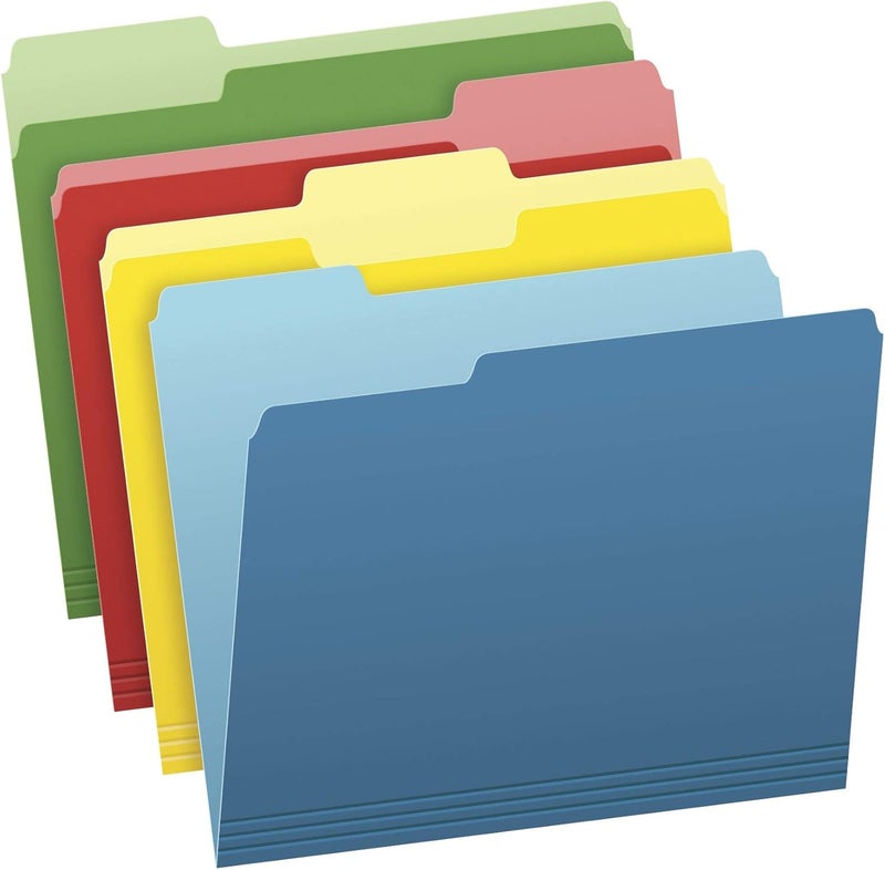Pendaflex Two-Tone Color File Folders, Letter Size, Assorted Colors (Bright Green, Yellow, Red, Blue), 1/3-Cut Tabs, Assorted, 36 Pack (03086), 4-color - Image 1