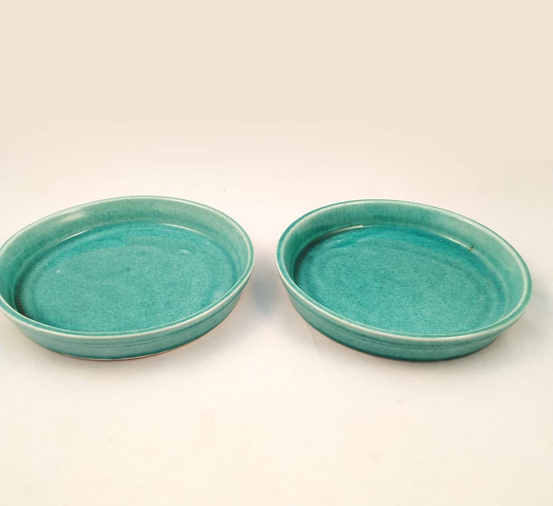 Lasaki Circular Plate Tray (Set of Two) for Ceramic Pots for Indoor Plants,Planters,Flower pots,gamla(Color:Blue)(D:16 cm, H:2 cm) R6(Plants not Included) - Image 1