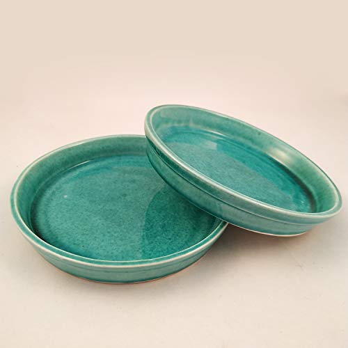 Lasaki Circular Plate Tray (Set of Two) for Ceramic Pots for Indoor Plants,Planters,Flower pots,gamla(Color:Blue)(D:16 cm, H:2 cm) R6(Plants not Included) - Image 2