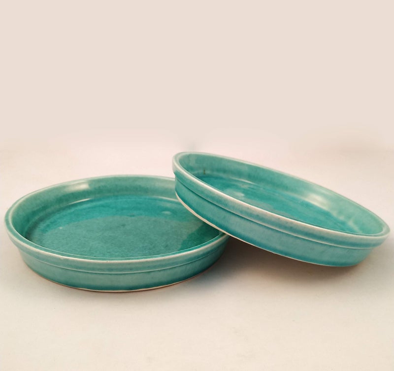 Lasaki Circular Plate Tray (Set of Two) for Ceramic Pots for Indoor Plants,Planters,Flower pots,gamla(Color:Blue)(D:16 cm, H:2 cm) R6(Plants not Included) - Image 4