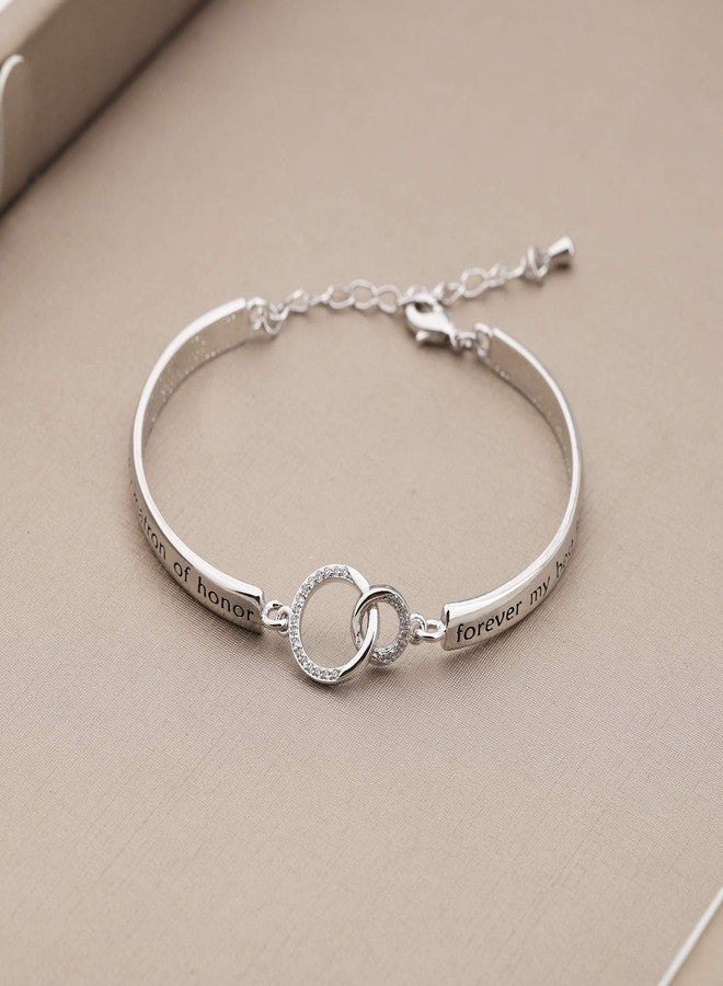 Zuo Bao Wedding Jewelry Maid of Honor Gift Today My Maid of Honor Forever My Best Friend Sister Bracelet Wedding Proposal Gift for Bridesmaid Flower G (matron of honor S) - Image 4