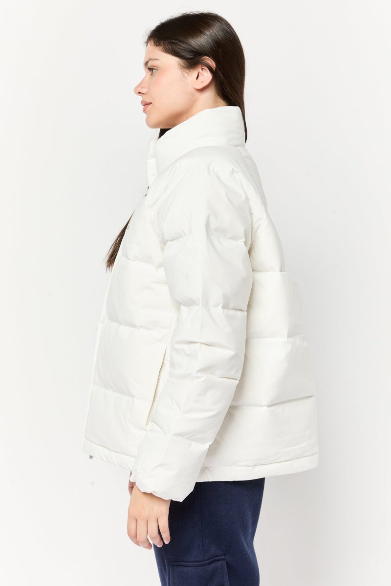 Adidas Women Sportswear Fit Long Sleeve Outdoor Jacket, White - Image 3
