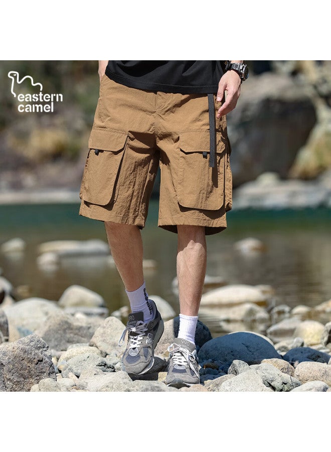 Eastern Camel Men's Spring And Summer Thin Work Shorts Outdoor Sports Loose Five-point Pants With Large Pockets Khaki XL - Image 1