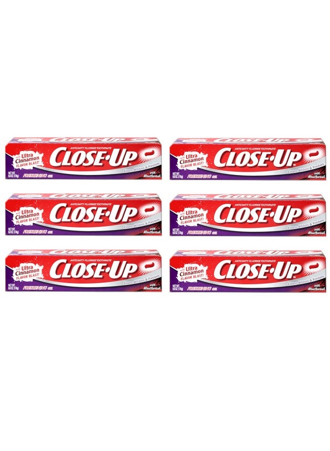 Close Up Close-Up Toothpaste, Refreshing Red Gel, Anticavity Fluoride, Cinnamon, 6 Ounce (Pack of 6) - Image 1