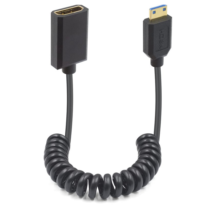 دوتك كابل تمديد 8K Mini HDMI إلى HDMI بطول 4 أقدام، 48Gbps فائق النحافة من HDMI أنثى إلى Mini ذكر ملفوف، إصدار 2.1 يدعم النقل ثنائي الاتجاه للكاميرا وكاميرا الفيديو والبروجيكتور، 1.2 متر - Image 1