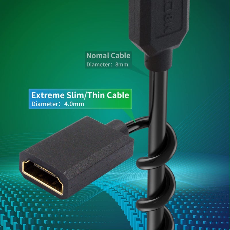 دوتك كابل تمديد 8K Mini HDMI إلى HDMI بطول 4 أقدام، 48Gbps فائق النحافة من HDMI أنثى إلى Mini ذكر ملفوف، إصدار 2.1 يدعم النقل ثنائي الاتجاه للكاميرا وكاميرا الفيديو والبروجيكتور، 1.2 متر - Image 2