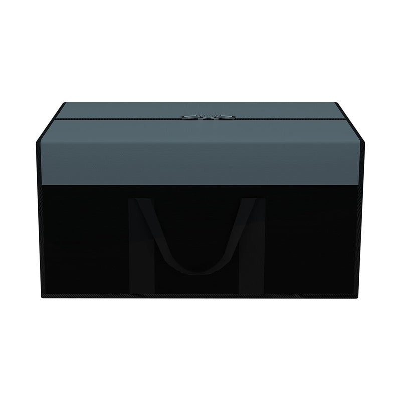 Kuber Industries Storage Bag Wardrobe Organizer for Clothes Closet Wardrobe Organizer Waterproof ClothingBedding Bag Foldable Zipper Cloth Bag Medium Black Patti Grey - Image 1