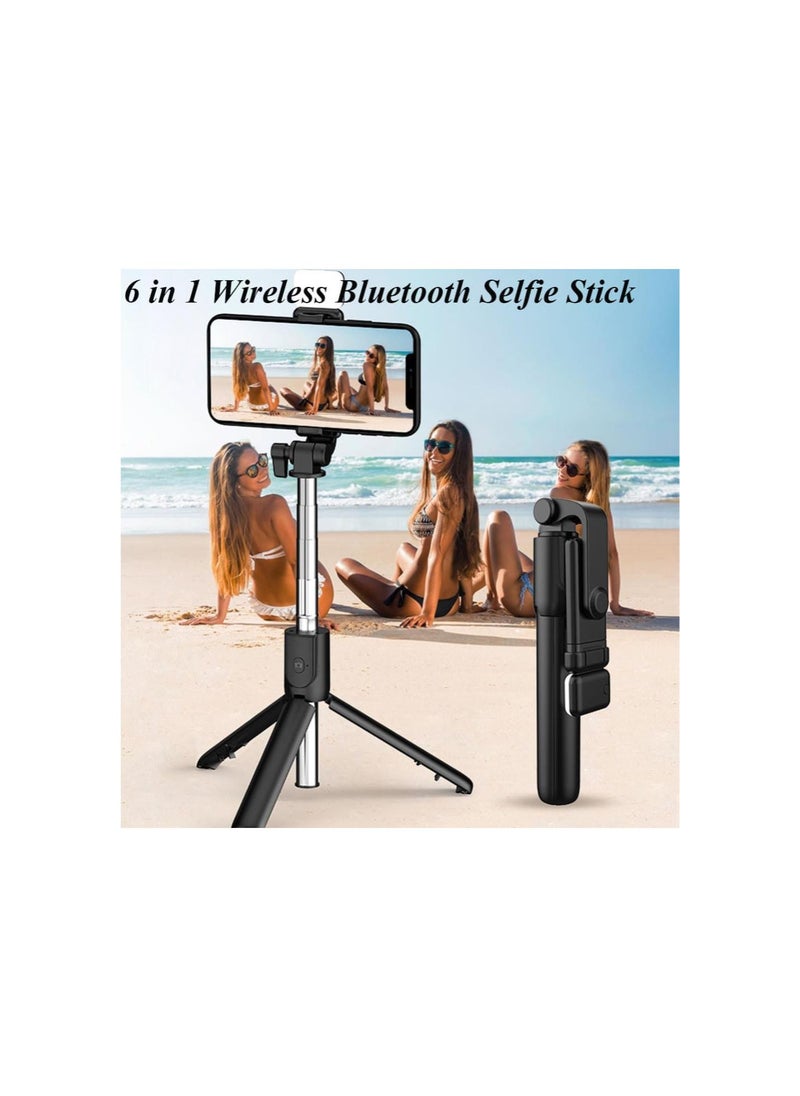 silvercnc - 6 in 1 Wireless Bluetooth Selfie Stick, Admissioni Selfie Stick, 360° Rotating Retractable Selfie Stick Tripod, Folding Integrated Tripod Phone Stand with Light (Blue) - Image 1