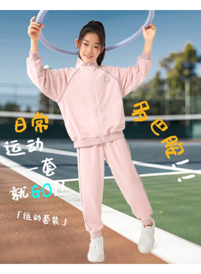Long time companion kids' Baseball Jacket With Stand Collar, Windproof Zipper & Thickened Fleece Set For Boys & Girls In Autumn/winter - Image 1