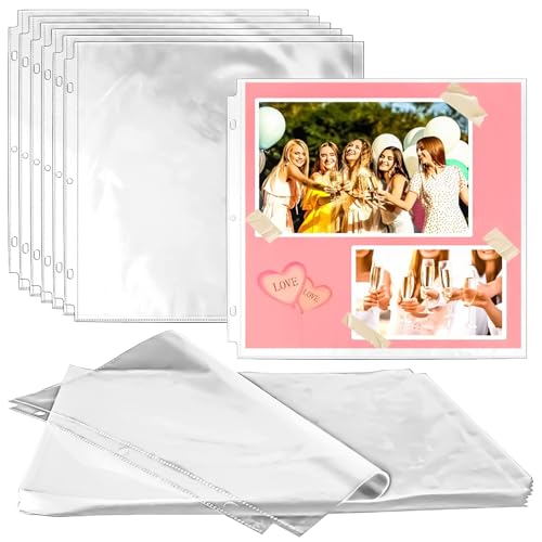 Vmiapxo 100 Pack Scrapbook Refill Pages 12x12 Inch, Clear Page Protectors Fit 3 Ring Scrapbooking Binder & 12 x 12 Photo Album, Heavyweight Plastic Protective Sleeves, Sheet Protectors - Image 1