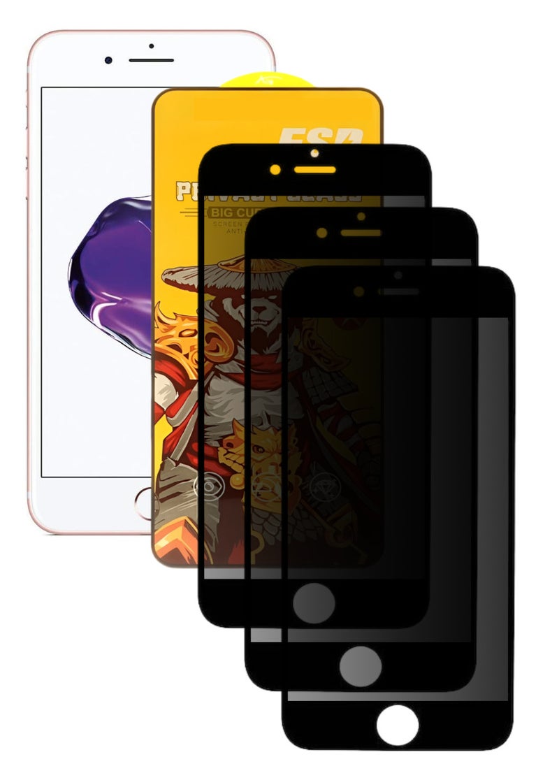 ESD 3 Pieces Tempered Dustproof Privacy Glass Screen Protector Compatible For iPhone 7 Plus - Image 1