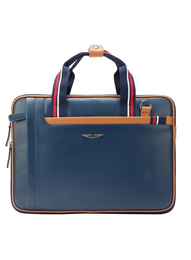 POLICE حقيبة لابتوب بوليس للرجال فوبي 14" للاستخدام الرسمي وغير الرسمي، حقيبة ميسنجر للابتوب - Navy/Tan - Image 1