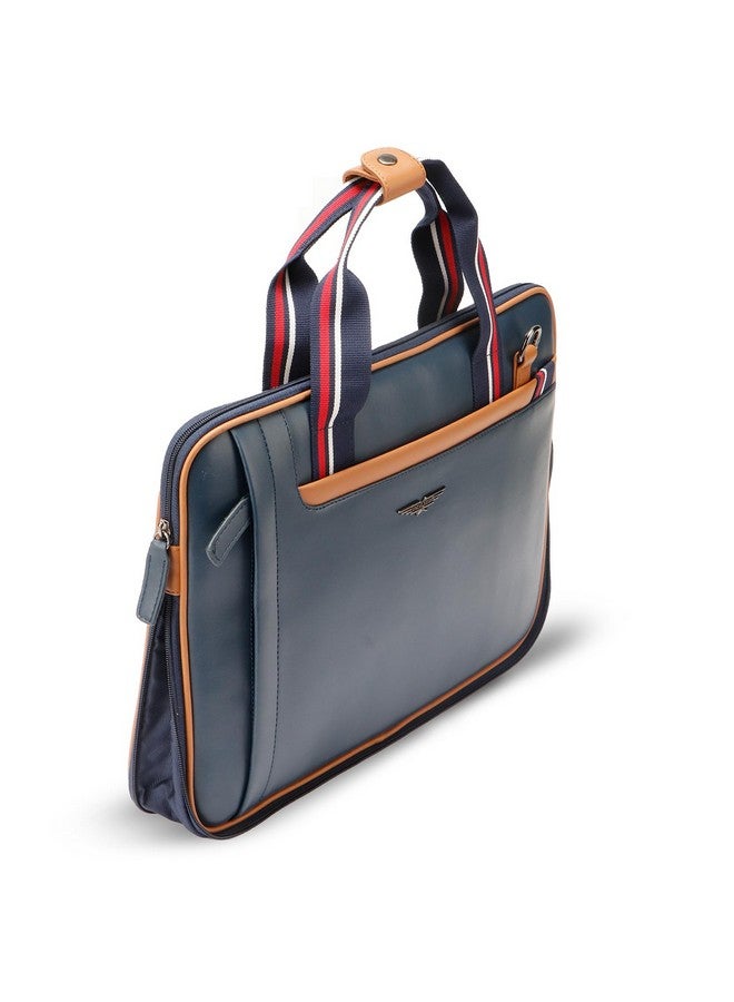 POLICE حقيبة لابتوب بوليس للرجال فوبي 14" للاستخدام الرسمي وغير الرسمي، حقيبة ميسنجر للابتوب - Navy/Tan - Image 3