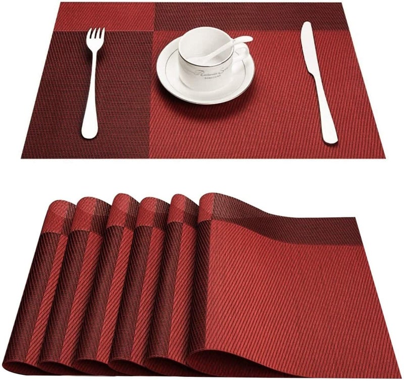 Rexmon EcoFriendly Place Mats Rectangular Dining Table Mates Washable PVC Place Mats Stain Heat Resistant NonSlip Place mat Pack of 6 pcs - Image 1