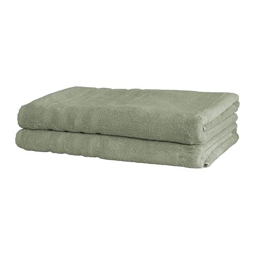 Mosobam Luxury Turkish Towels Set of 2 Bath Sheets 35X70 Seagrass Green 700 GSM Bamboo Viscose & Aegean Turkish Combed Cotton - Image 1