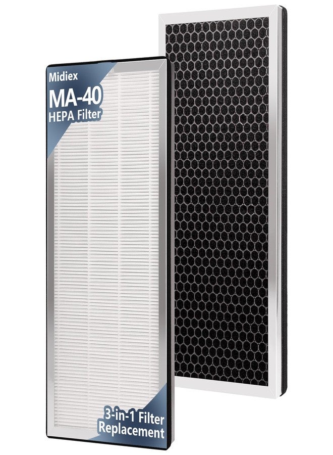 Midiex MA-40 Replacement Filter Compatible with Medify MA-40 Air Purifier, 3-in-1 High-Efficiency HEPA and Activated Carbon Pre-Filter for MA40 MA40W MA40B Air Filter Replace, 2 Pack - Image 1