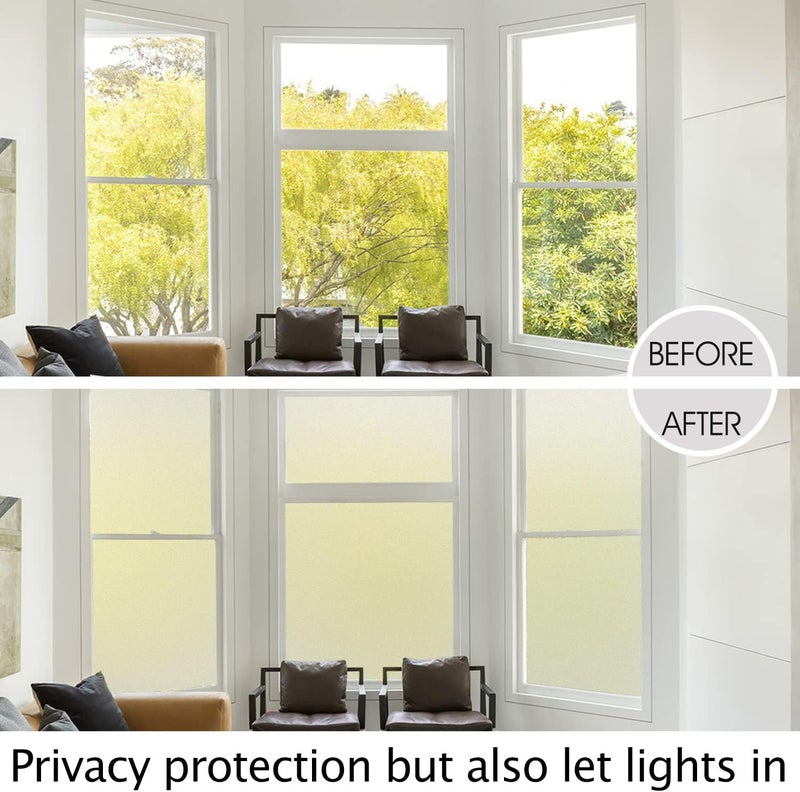 HIDBEA Frosted Window Privacy Film Heat Control UV Blocking, Static Cling Non-Adhesive Reusable Door coverings for Bathroom Home Office - Image 3