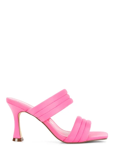 London Rag Fuchsia Quilted Straps Spool Heeled Sandals
