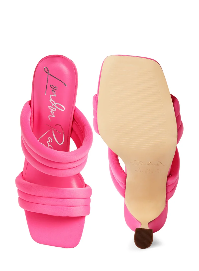 London Rag Fuchsia Quilted Straps Spool Heeled Sandals