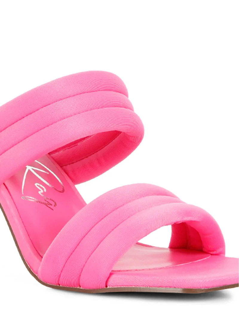 London Rag Fuchsia Quilted Straps Spool Heeled Sandals