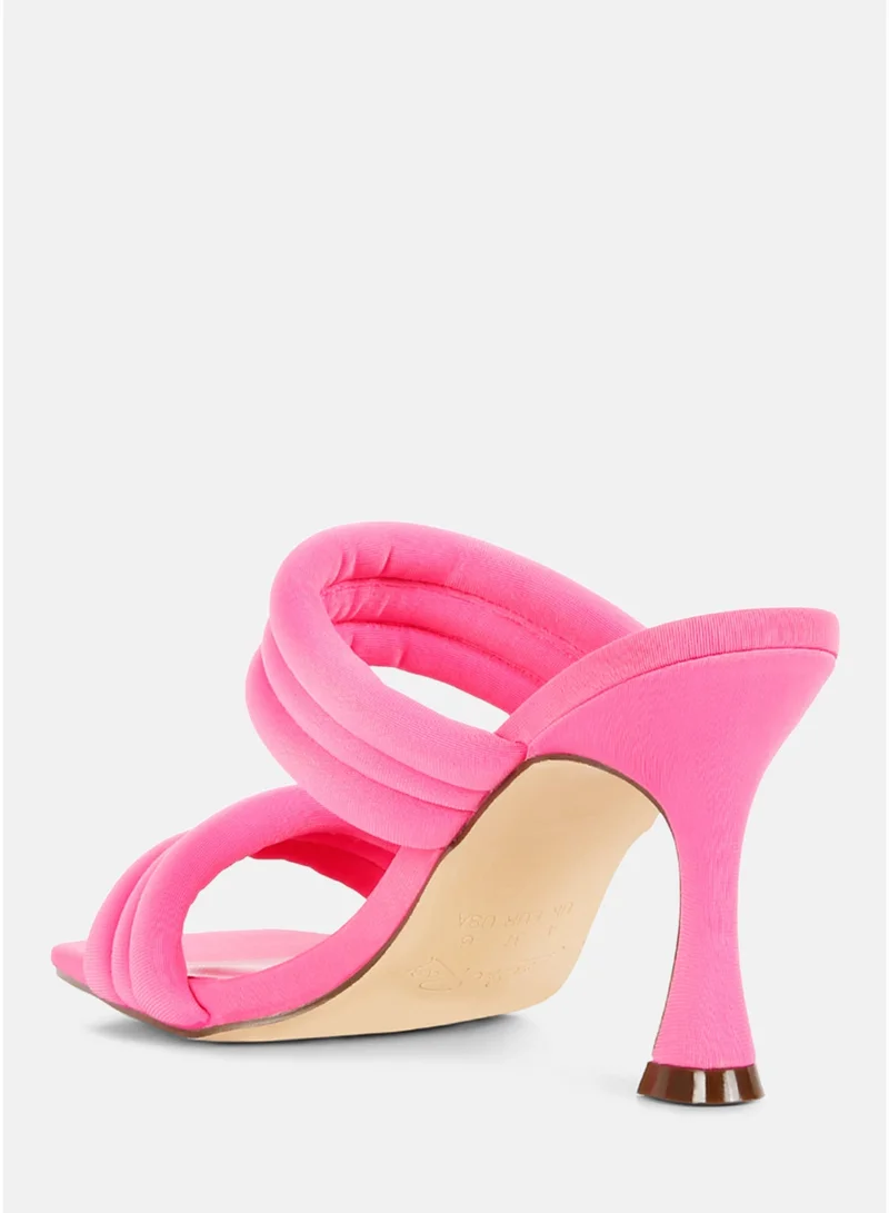 London Rag Fuchsia Fuchsia Quilted Straps Spool Heeled Sandals for Women | Best Price UAE