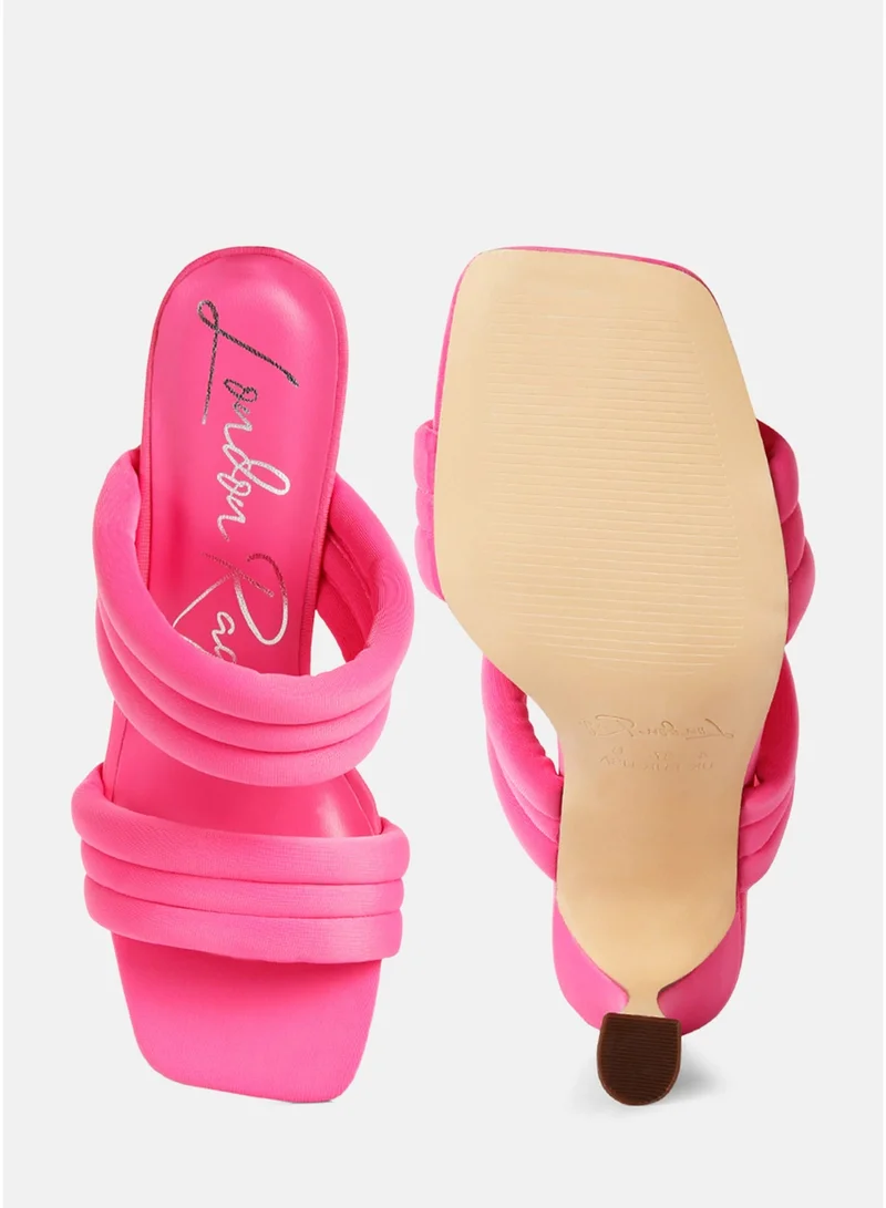 London Rag Fuchsia Fuchsia Quilted Straps Spool Heeled Sandals for Women | Best Price UAE