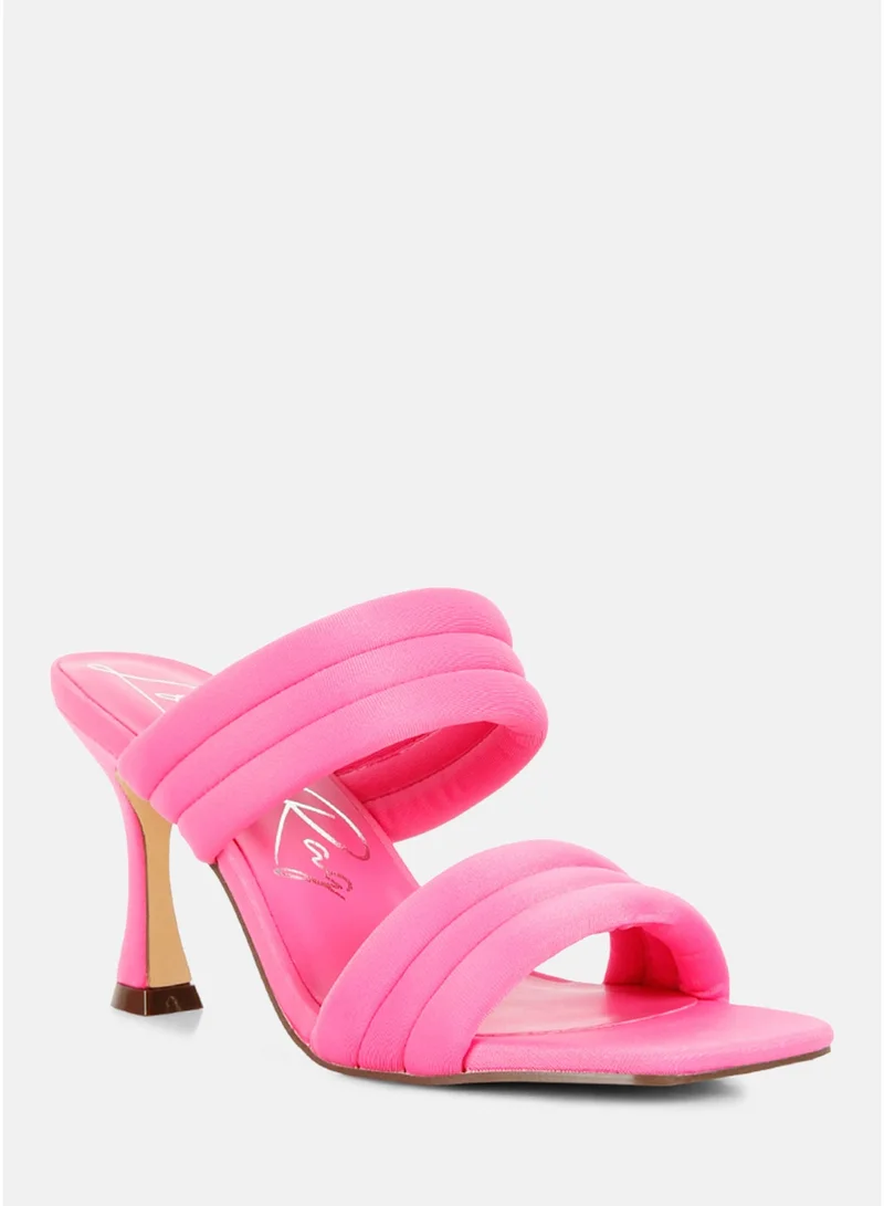 London Rag Fuchsia Fuchsia Quilted Straps Spool Heeled Sandals for Women | Best Price UAE