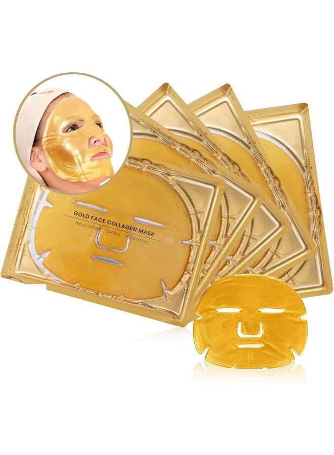 Calyrex 5PC 24K Gold Gel Facial Masks Collagen Crystal Sheet Patch For Anti Aging, Puffiness, Anti Wrinkle, Moisturizing, Deep Tissue Rejuvenation and Hydrates Skin - Image 1