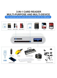 Oasisgalore 3-in-1 White SD Card Reader, USB OTG Adapter for iPhone, USB-C, USB-A Devices, Portable Camera Adapter  - Image 2