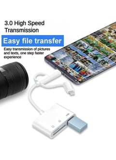 Oasisgalore 3-in-1 White SD Card Reader, USB OTG Adapter for iPhone, USB-C, USB-A Devices, Portable Camera Adapter  - Image 5