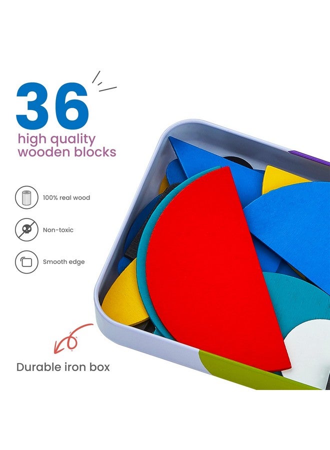 LiKee Open Ended Wooden Shape Puzzles (36 Blocks&60 Cards) for Toddlers 3+ Years Old, Montessori Development Toys Preschool Education Activity Travel Toy Board Games for Kids 4-8 Yrs - Image 3