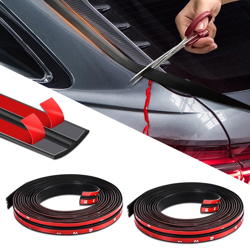 Tecledsn 2 Pieces Windshield Rubber Seal Windshield Trim Stripping, Car Weather Stripping, Waterproof Rubber Edge Trim, 22 Ft T Shape Sealing Strip Universal for Car Front Rear Windshield - Image 1