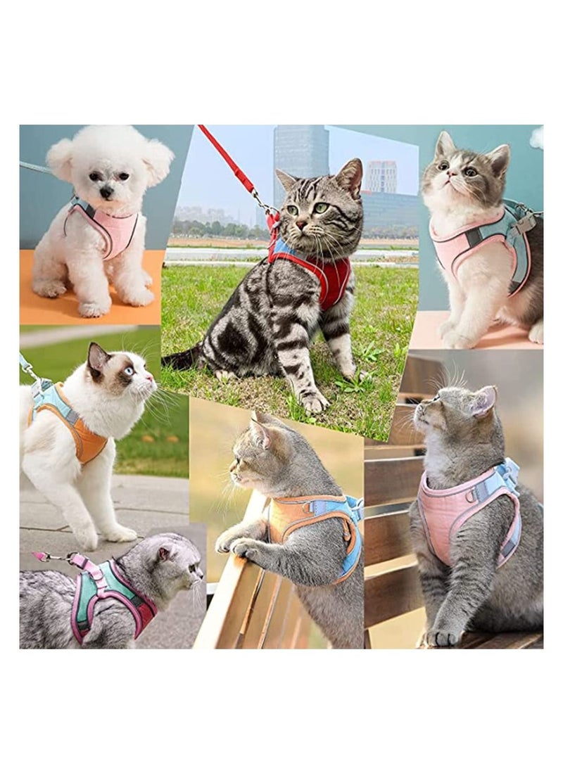 Cat Harness, Leash and Collar Set, Escape Proof Kitten Vest Harness for Walking, Wrap-Around Pet with Reflective Strap Bell Small Large Kitten, Fit Puppy, Rabbit