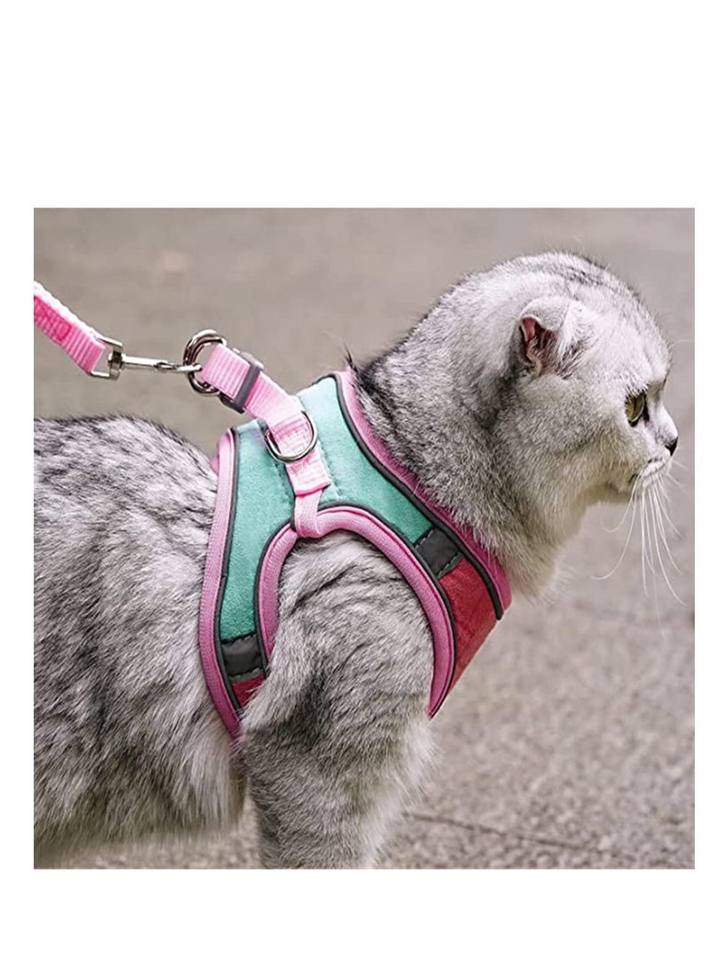 Cat Harness, Leash and Collar Set, Escape Proof Kitten Vest Harness for Walking, Wrap-Around Pet with Reflective Strap Bell Small Large Kitten, Fit Puppy, Rabbit