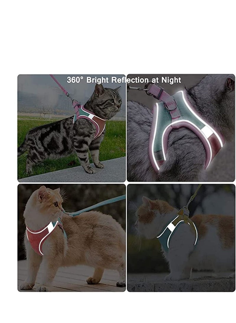Cat Harness, Leash and Collar Set, Escape Proof Kitten Vest Harness for Walking, Wrap-Around Pet with Reflective Strap Bell Small Large Kitten, Fit Puppy, Rabbit