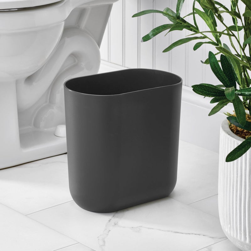 iDesign Small Slim Plastic Bathroom Trash Can, Garbage Can for Bedroom, Office, Desk, Dorm, Gray - Image 3