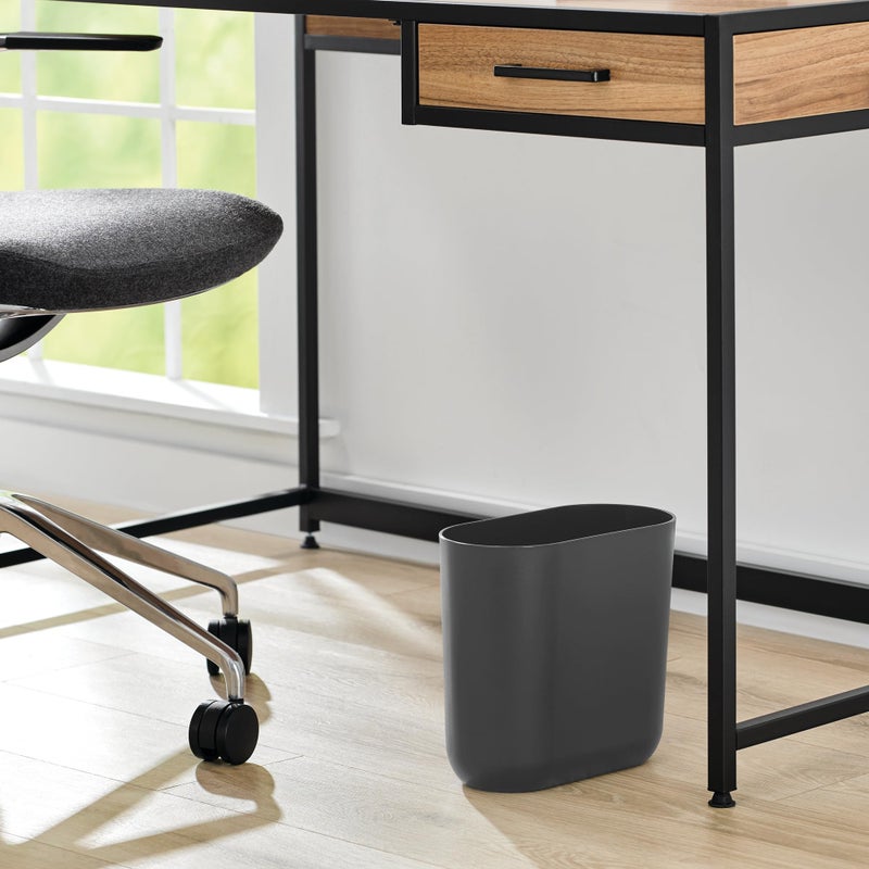 iDesign Small Slim Plastic Bathroom Trash Can, Garbage Can for Bedroom, Office, Desk, Dorm, Gray - Image 5