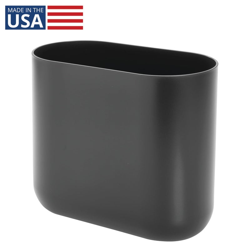iDesign Small Slim Plastic Bathroom Trash Can, Garbage Can for Bedroom, Office, Desk, Dorm, Gray - Image 2