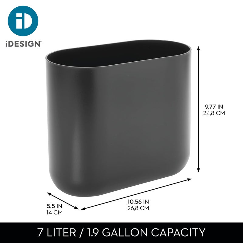 iDesign Small Slim Plastic Bathroom Trash Can, Garbage Can for Bedroom, Office, Desk, Dorm, Gray - Image 4