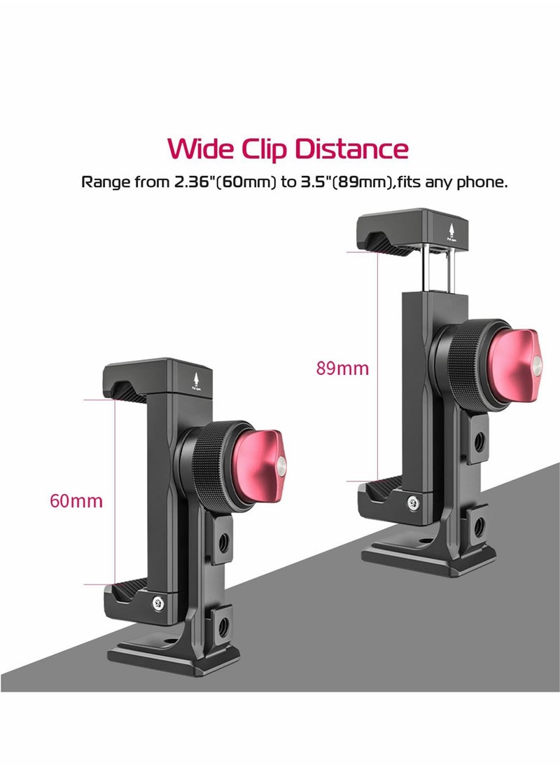 SYOSI - Metal Phone Tripod Mount,3 Cold Shoes & Arca Port, 360° Smartphone Tripod Adapter for iPhone,for Samsung Cell Phone Stand Holder for Desktop Tripod Video Vlogging Rig Attachment - Image 1