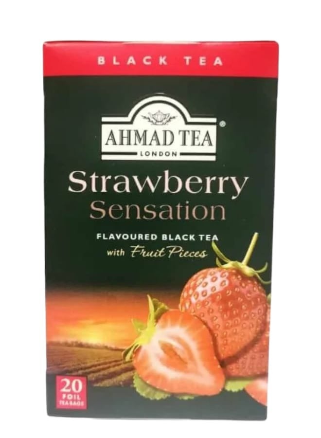 أحمد تي شاي أسود بمذاق الفراولة 20 كيس
