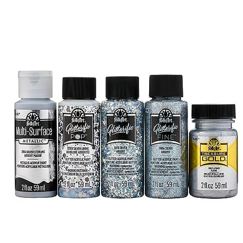 FolkArt Best of Silvers Acrylic Craft Paint Set Featuring 5 Premium Silver Paint Formulas 96423 - Image 1