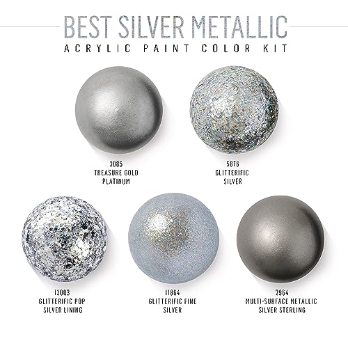 FolkArt Best of Silvers Acrylic Craft Paint Set Featuring 5 Premium Silver Paint Formulas 96423 - Image 3