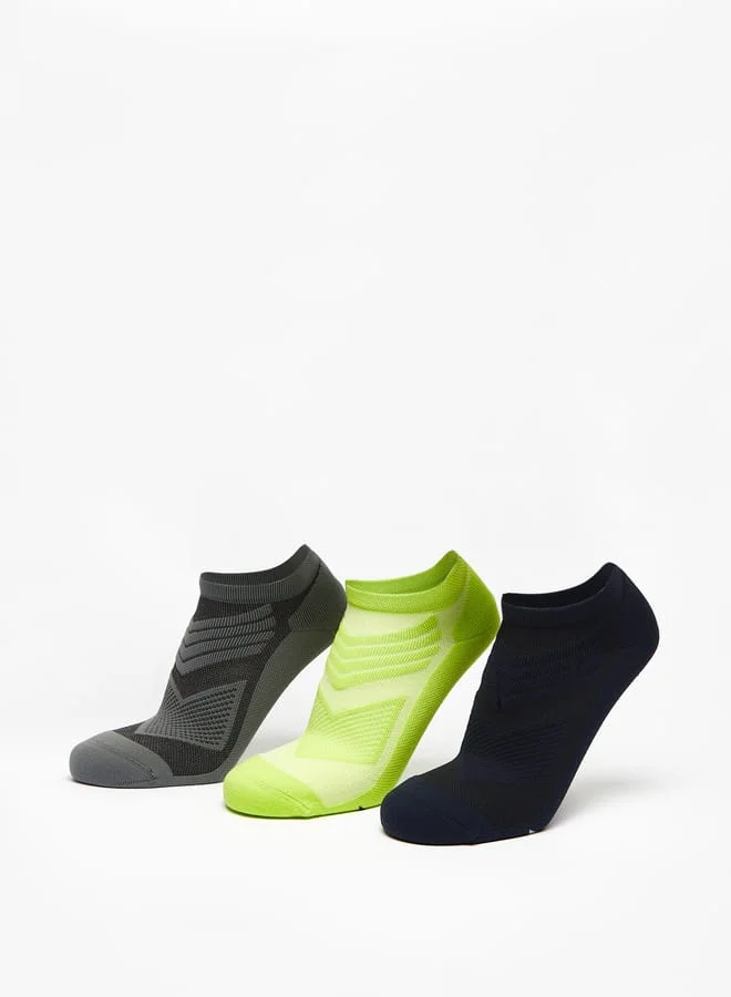 shoexpress Men's Textured Ankle Length Sports Socks - Set of 3
