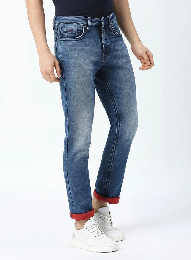 لومان بي جي 3 Mid Rise Slim Fit Jeans with Belt Loops by Styli