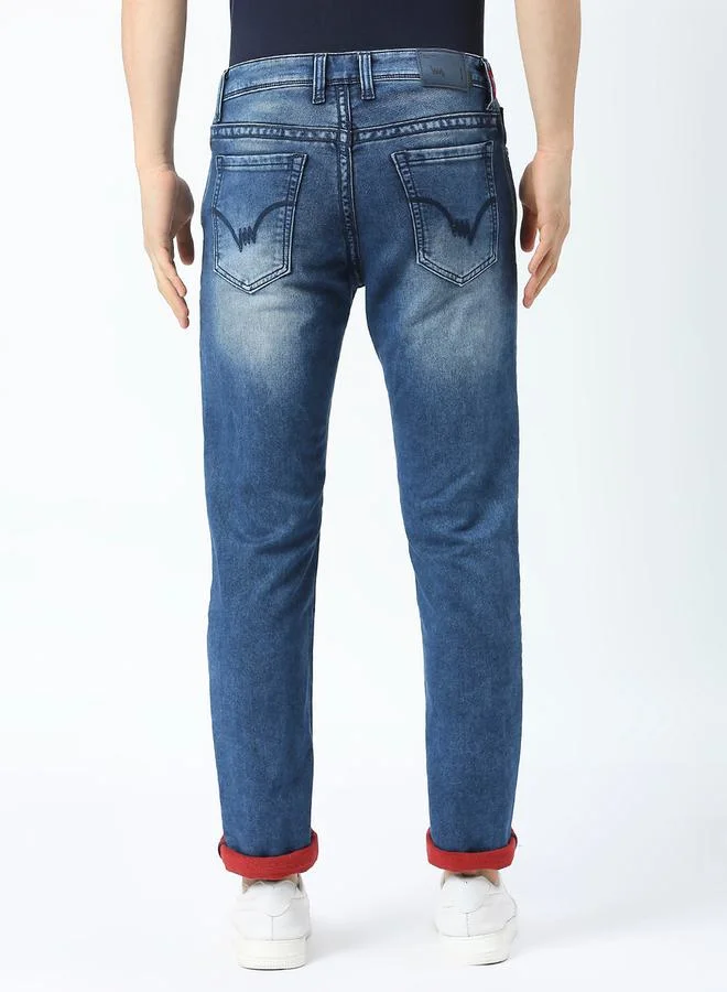 لومان بي جي 3 Mid Rise Slim Fit Jeans with Belt Loops by Styli