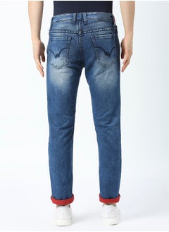LAWMAN Pg3 Mid Rise Slim Fit Jeans with Belt Loops by Styli  - Image 4